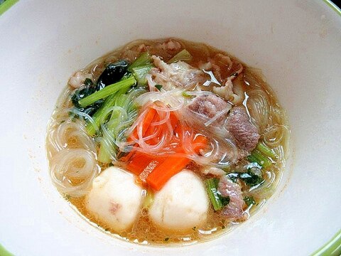 ピリ辛味噌の春雨スープ
